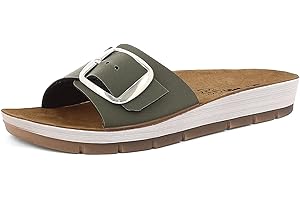 inblu Ciabatte Donna A Fascia con Maxi Fibbia E Plantare in Vera Pelle, dal 35 al 41, Sandali