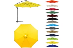 HonunGron Auvent De Remplacement pour Parasol 2,0/2,3/2,5/2,7m/3,0m, 6 Baleines/8 Baleines Toile De Parasol Déporté Remplacement Pour Cour,Jardin,Plage, Protection UV 50+ (3.0m-8 ribs,Jaune)