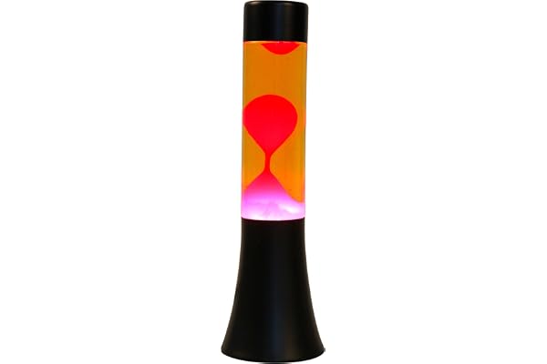 I-TOTAL® - Lampe à lave LED avec résistance chauffe cire, sans ampoule (BASE NOIR CIRE ORANGE 30CM)