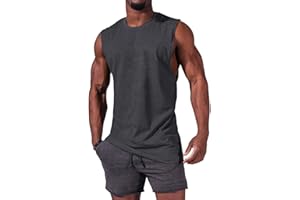 iudam Tank Top Men's Cotton Sleeveless Shirts Muscle Shirts Gym Sports Undershirt T Shirts Men Fitness Tops Tank Tops Tee Top for Men