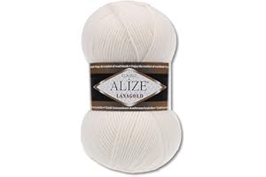 Wohnkult Alize 100 g Lanagold Premium Wolle 51 Auswahl Mützen Decken Kleidung Accesoire (450 | Perlweiß)