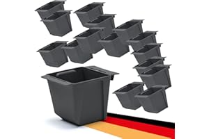 BigDean 16er Set Mini Paletten Blumenkästen - Einsatz - mit Hängesystem zum Einhängen - 10cm klein anthrazit - Pflanzkasten für Europalette Balkonkasten Blumentopf - aus recyceltem PP-Kunststoff