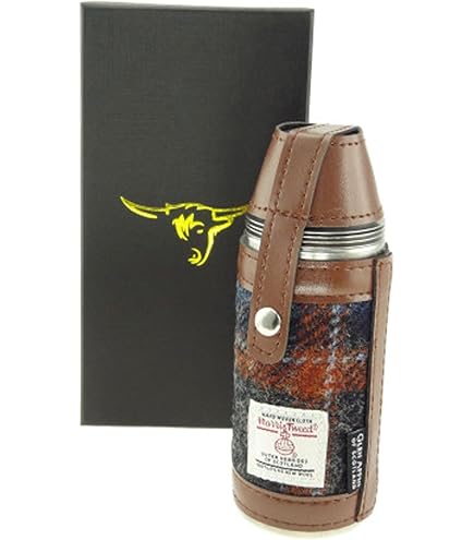 Harris Tweed Flachmann Geschenkset – Im MacLeod Tartan, 170ml, Mit Trichter & 2 Bechern, Von Glen Appin