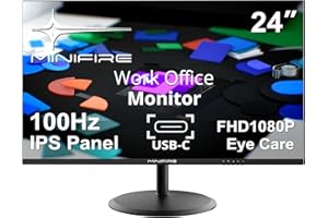 Minifire 24 Inch Monitor 100Hz, USB Type-C Port, Eye-Care for Business Office, Ultrathin Bezel, FHD 1080P Computer Monitor PC Screen, FlickerFree, Lowblue Mode, Anti Glare, HDMI Port (24X3AC)