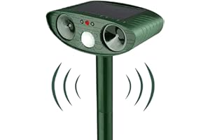 PEHTIY Ultrasonic Cat Repeller, Solar Powered Animal Scarer Repellent Cat Deterrents for Gardens with PIR Motion Sensor, Waterproof Animal Deterrent Pest Repeller for Cats, Dogs, Wild Animals