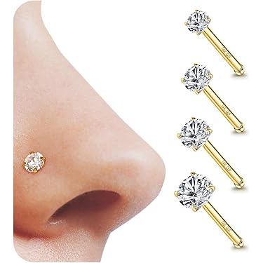 YADOCA 4 Stks 20G Neus Studs 14K Goud Gevulde Ringen 1.5/2