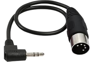 LOKEKE 5-poliges DIN-MIDI-Kabel, MIDI DIN 5-poliger Stecker auf 3,5 mm 1/8 Zoll TRS-Stecker mit 90-Grad-Audio-Klinkenstecker, Kabel für MIDI-Tastatur-Lautsprecher (M T M, Schwarz)