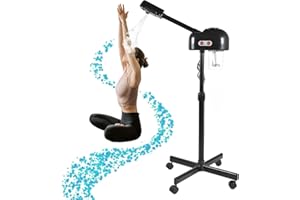 HuKaiL Standing Face Steamer, 42°C Steam Machine, Face Steamer, Facial Multifunctional with 360° Rotating Nozzle and Wheels, Face Steamer Professional Adjustable Height for Salon and Home