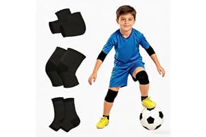 Fotbolls knäskydd för barn, knäskydd + armbågsskydd + ankelskydd (3 par)