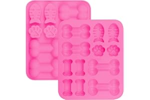 Bncxdc Stampi in Silicone, 2 pezzi stampo da forno riutilizzabile per biscotti per cani, resistente al calore e disponibile in forno Tappetino da forno per animali domestici, 4 forme, 17,6x14,3x1,5 cm