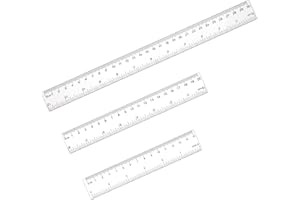 BOHUIZ 3 Stück Kunststoff Lineal, 15 cm 20 cm 30 cm Lineal Set Transparent Lineale Doppelseitenskala Ruler Messwerkzeug für Lehre und Zeichnen (6, 8, 12 Zoll)