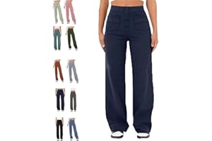 BAWUTZ Pantalon Stretch décontracté Taille Haute pour Femme, Pantalon Droit Taille Haute avec Poches, Pantalon Stretch décontracté, Pantalon Taille Haute Super élastique, Pantalon Droit