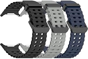 Gheper 3 Pack Bands Compatible with Samsung Galaxy Watch Ultra 47mm [2024] Wristband Soft Silicone Sport Strap Replacement for Galaxy Watch Ultra 47mm Smartwatch Accessory Women Men