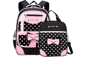 AnKoee Sac à Dos Scolaire Sac a Dos Cartable Fille Sacs Voyage (Noir)