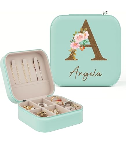 Customize Birth Month Flower Jewelry Travel Case, Personalized