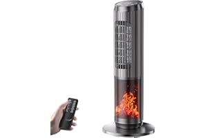 Dolaso Chauffage Soufflant d'appoint 2000W, Radiateur Electrique avec Thermostat, Effet Cheminée, Télécommande, Éco, 3 Modes, Minuterie 1-8H, Protection Contre la Surchauffe et le Renversement