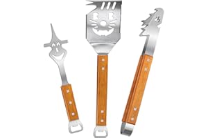 LUSIBAKA BBQ Tools Set with Grill Spatula,14-in-1 Grill Utensils with Spatula,Fork & Tongs,Heavy Duty Stainless Steel Barbecue Accessories, for Men & Grill Masters Camping (BBQ Tools Set)