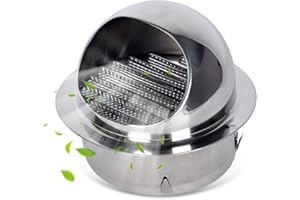 Tissting Griglia di Ventilazione 100mm in Acciaio Inossidabile Griglia Aerazione con Maglia Fine, Griglia Aerazione Tonda Griglia di Scarico da Parete per Cucina, Copertura di Ventilazione Antipioggia