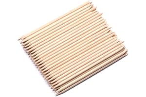 WACURRENTHYD 100 Pcs 4.3in Nail Orange Sticks, Multi-Functional Double Heads Cuticle Pusher Wood Sticks Remover Manicure Pedicure Tool (100)