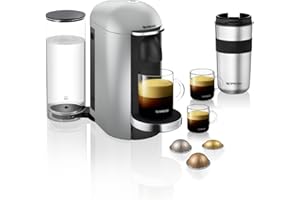 Krups Nespresso Vertuo Plus - Cafetera de cápsulas Depósito de agua de 1,7 L. plata