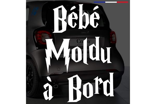 Sticker bébé à bord pour voiture Bébé Moldu à bord 20 cm Blanc - Anakiss