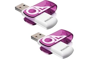 Philips Vivid Édition High Speed clé USB 2.0 2X 64 Go avec Capuchon pivotant pour PC, Ordinateur Portable, Stockage de données informatiques, Vitesse de Lecture jusqu'à 25 Mo/s