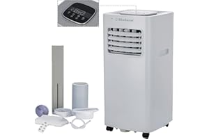 Belaco Air Conditioning Unit, Portable Air Conditioner 9000BTU 4-in1 Dehumidifier, Cooling Fan with 2 speeds, Digital & Remote Control, Dual window Kit, 24H timer