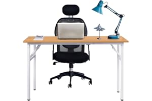 sogesfurniture Mesa Escritorio Plegable, 120x60 cm Mesa de Ordenador Escritorio de Oficina Mesa de Estudio Mesa de Comedor Plegable para Hogar Oficina, Picnic, Teca & Blanco AC5TW-120-SF