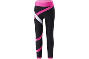ranrann Enfant Fille Pantalon Sport Collant Patinage Artistique Legging Sport Fitness Gym Running Pantalon de Yoga Workout 5-16 Ans