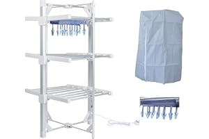 HOUSZY 3-Tier Electric Clothes Air dryer rack – Foldable, Heated Dryer Rack for Laundry Drying Indoor–220W Compact, Lightweight, Space-Saving Clothes Dryer Rack Foldable