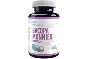 HEPATICA Bacopa Monnieri Brahmi Extract, 8000 mg Equivalent (400 mg of 20:1 Extract), 120 Vegan Capsules, Laboratory Tested, High Dose, Free from Gluten and GMOs