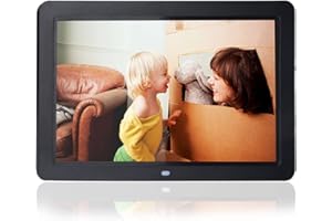 GARSENT Cadre Photo Numérique, Full HD 12 Pouces Haute Résolution 1280 x 800 Ultra Mince Support Musique/Vidéo/EBook/Horloge/Calendrier/Carte SD 32G Electronic Photo Frame avec Télécommande.(Noir)