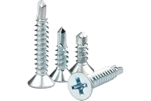 PERCTWARE 100pcs 4.2 * 50mm Cross Countersunk Drill Tail Self Drilling Screws Wood Screws for Metal 50mm Zinc Plated Iron Self Tapping Screws