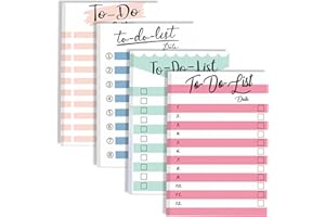 NEZYO 4 Packs To Do List Planner Sticky Notepads 200 Sheets 4 x 6 Inch Striped Planner Notes Food Reminders Listing for Work Planner Academic Planner
