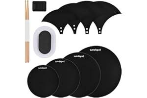 SUMDEPOT Drum Mute Pads 11 Pieces With Cymbal Pad and Hi hats Set Pad, Foam Drum Silencer Pads, Fits 10”, 12”, 14”, 16"