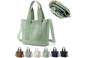 YILCER Multi-Pocket Tote Bag with Zipper, Canvas Japanese Handmade Handbag with Compartments, Multifunction Satchels Bag for Women Ladies Univisity School Work Travel