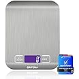GRIFEMA - GA2002, Báscula de Cocina con Pantalla LCD, Acero Inoxidable, Balanza de Alimentos Multifuncional 5 kg/11 lbs, Colo