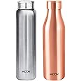 Milton Copper Charge 1000 Water Bottle, 1 Piece, 960 ml, Copper+Milton Aqua 1000 Stainless Steel Water Bottle, 950 ml, Silver