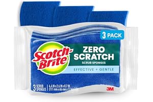Scotch-Brite Non Scratch Cellulosic Scrub Sponge, 3 units/pack | Kitchen sponge | Dish sponge | Scrub | Delicate Purpose Cleaning | Food Safe | Rinses Clean
