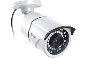 ZOSI 1080P Cámara de Vigilancia Exterior TVI/CVI/AHD/CVBS 4-en-1 para CCTV Kit de Videovigilancia, Visión Nocturna IR