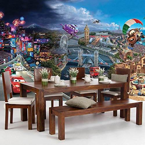 Vlies Fototapete PREMIUM PLUS Wand Foto Tapete Wand Bild Vliestapete – Kindertapete Cartoons Autos Lightning Cars Lightning Mc Queen Animation – no. 996, Größe: 254 x 184 cm Vlies - 9