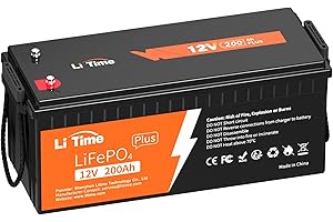 LiTime 12V 200Ah Plus Lithium Batterie LiFePO4 avec 200A Protection BMS et Max.15000 Cycles Profonds, Maximale 2560W, sans Entretien Parfait pour Camping-Car, Bateaux, Système Solaire