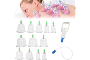 WIYETY Zestaw bańek Cupping Therapy: 12 sztuk bańek z pompą próżniową, bańki z uchwytem pompki i rurką przedłużającą, zestaw bańek do terapii całego ciała