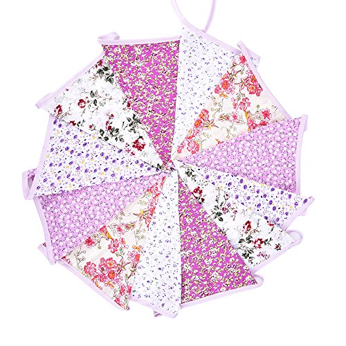Double Sided Fabric Party Bunting with Vintage Chic Floral Design, 3.8 Meters