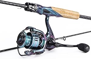 Yun Nong Chameleon Travel Fishing Rod & Reel Combo,2-Piece Ultra-Lightweight Spinning Rod with High-Performance Reel,Saltwater & Freshwater Fishing Gear Set for Anglers