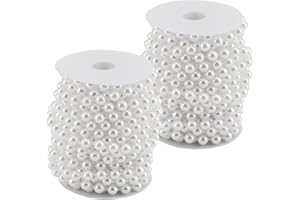 ZEONHEI 20 m x 10 mm Pearl Ribbon, Pearl Chains, Fishing Line, Pearl Garland, Pearl Cord, Decorative Chain for DIY, Garland, Christmas, Christmas Chain, Decoration, White