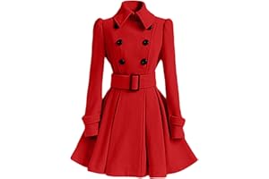 WHZXYDN Manteau en Laine Mi-Long pour Femme avec Ceinture Et Manteau en Laine pour Femme