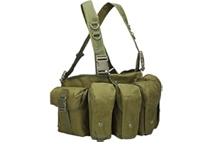 AQzxdc Army Military Airsoft Combat Assault Vest, Paintball Equipment Outdoor Wargame Hunting Gear, Tactical Chest Rig Molle Magazine Pouch