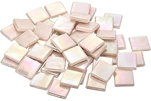 sourcing map Mosaic Tiles, Micro Glass Tiny Mini Mosaic Tile DIY Hobbies Handmade Crystal Free Stone Craft Material Creativity (Light Cream Color Pack of 200g)