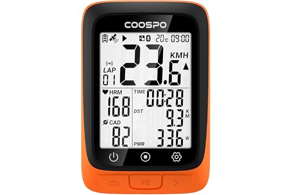 COOSPO BC107 Compteur Velo sans Fil Bluetooth 5.0 Ant+ Compteur Vitesse Velo Odomètre, Écran LCD rétroéclairé de 2.4 Pouces Compatible avec Capteurs Ant, Velo Route et VTT